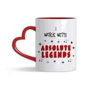 Crunchy Carrots I Work with Absolute Legends Mug - 11 oz Coloured Heart Handle Ceramic Coffee Mug for Work Friends, Colleague, Boss, Leaving Job Gifts, Retirement Mug (Red Heart Handle)