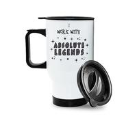 Crunchy Carrots I Work with Absolute Legends Mug - 14 oz Stainless Steel Insulated Travel Mug for Work Friends, Colleague, Boss, Leaving Job Gifts, Retirement Mug (White Travel Mug)