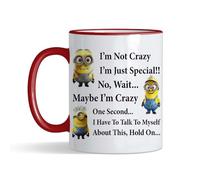 Crunchy Carrots I'm Not Crazy I'm Just Special 11 oz Coloured Rim and Handle Ceramic Coffee Mug (Red Rim)