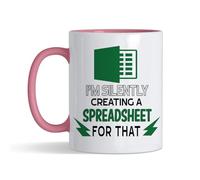 Crunchy Carrots I'm Silently Creating A Spreadsheet for That 11 oz Coffee Mug Badass Accountant Gift for Friend Lover Colleague Mother's Day Father's Day Birthday Christmas (Pink Inside and Handle)