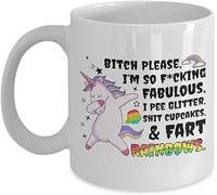Crunchy Carrots Multicolored Ceramic Mug, Unicorn Bitch Please I’m So Fcking Fabulous I Pee Glitter, Adult, Home, Gift, Coffee Cup, Reusable, Dishwasher Safe