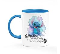 Crunchy Carrots Ohana Means Family - Family Means Nobody gets Left Behind or Forgotten Cute Lilo Mug Printed on Two Sides 11 oz Inside Coloured Mug (Blue Inside and Handle)