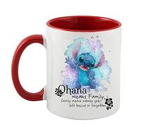 Crunchy Carrots Ohana Means Family - Family Means Nobody gets Left Behind or Forgotten Cute Lilo Mug Printed on Two Sides 11 oz Inside Coloured Mug (Red Inside and Handle)