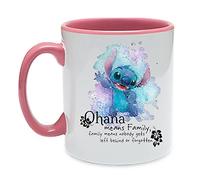 Crunchy Carrots Ohana Means Family - Family Means Nobody gets Left Behind or Forgotten Cute Lilo Mug Printed on Two Sides 11 oz Inside Coloured Mug (Pink Inside and Handle)