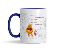 Crunchy Carrots Pooh & Piglet Mug - You're Braver Than You Believe 11 oz Ceramic Coffee Mug (Navy Blue Inside and Handle)