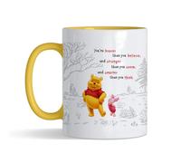 Crunchy Carrots Pooh & Piglet Mug - You're Braver Than You Believe 11 oz Ceramic Coffee Mug (Yellow Inside and Handle)