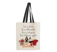 Crunchy Carrots Show, Lifestyle, Religion, It's Gilmore Girls Reusable Bag, Shopping Bag, Tote Bag with Colour Handle for Birthday, Christmas, Best Friend. (Black Handle)
