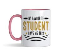 Crunchy Carrots Teachers Gift, My Favourite Student gave me This, Teacher Appreciation Gift, 11 oz Ceramic Coffee Mug. (Pink Inside and Handle)