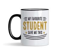Crunchy Carrots Teachers Gift, My Favourite Student gave me This, Teacher Appreciation Gift, 11 oz Coloured Rim and Handle Ceramic Coffee Mug (Black Rim)