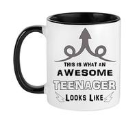Crunchy Carrots Teenager Mug - This is What an Awesome Teenager Look Like - Cup - Funny Teen Birthday Christmas 11 oz Coloured Handle Coloured Inside Mug (Black Inside and Handle)