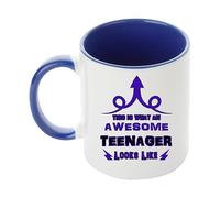Crunchy Carrots Teenager Mug - This is What an Awesome Teenager Look Like - Cup - Funny Teen Birthday Christmas 11 oz Coloured Handle Coloured Inside Mug (Navy Blue Inside and Handle)