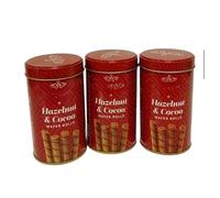 Crunchy Hazelnut and Cocoa Wafer Rolls in Resealable Tin - Crispy Layered Biscuits with Smooth Chocolate Filling - Snack Treat Sharing Tub