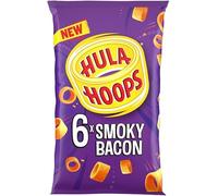 Crunchy Potato Rings Snacks Multipack (6 x 24g Bags), No Artificial Flavours, Colours or MSG, Vegetarian, Light & Tasty Snack (Hula Hoops Smoky Bacon Multipack Crisps 6x24g)
