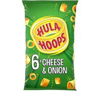 Crunchy Potato Rings Snacks Multipack (6 x 24g Bags), No Artificial Flavours, Colours or MSG, Vegetarian, Light & Tasty Snack (Hula Hoops Cheese & Onion Multipack Crisps 6x24g)