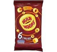 Crunchy Potato Rings Snacks Multipack (6 x 24g Bags), No Artificial Flavours, Colours or MSG, Vegetarian, Light & Tasty Snack (Hula Hoops BBQ Beef Multipack Crisps 6x24g)