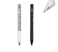 Crunchy Sensory Pen - Geometric Crinkle Design Fidget Pen with 0.5mm Gel Ink, Retractable Writing Tool for School, Office (Silver, Black)