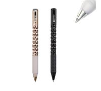 Crunchy Sensory Pen - Geometric Crinkle Design Fidget Pen with 0.5mm Gel Ink, Retractable Writing Tool for School, Office (Gold, Black)