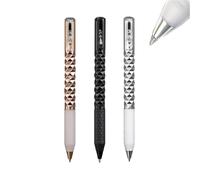 Crunchy Sensory Pen - Geometric Crinkle Design Fidget Pen with 0.5mm Gel Ink, Retractable Writing Tool for School, Office (Gold, Silver, Black)