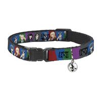 Crunchyroll Cat Collar, Breakaway Collar with Bell, Black Butler Six Character Pose Blocks Multi Color, 8.5 to 12 Inches 0.5 Inch Wide