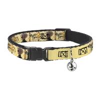 Crunchyroll Cat Collar, Breakaway Collar with Bell, Mushoku Tensei Guardian Fitz Pose and Title Logo Tan, 8.5 to 12 Inches 0.5 Inch Wide