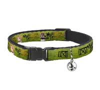Crunchyroll Cat Collar, Breakaway Collar with Bell, Mushoku Tensei Rudeus Greyrat Pose and Title Logo Green, 8.5 to 12 Inches 0.5 Inch Wide