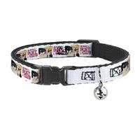 Crunchyroll Cat Collar, Breakaway Collar with Bell, Ouran Host Club Kyoya Haruhi and Antoinette Pose White, 8.5 to 12 Inches 0.5 Inch Wide