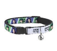 Crunchyroll Cat Collar, Breakaway Collar with Bell, The Apothecary Diaries Jinshi and Maomao Blocks Blue Green, 8.5 to 12 Inches 0.5 Inch Wide