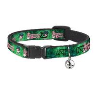 Crunchyroll Cat Collar, Breakaway Collar with Bell, The Apothecary Diaries Maomao Grinding Pose and Logo Greens, 8.5 to 12 Inches 0.5 Inch Wide