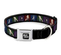 Crunchyroll Pet Collar, Dog Collar Metal Seatbelt Buckle, Black Butler House Head Pose Blocks Black Multi Color, 15 to 24 Inches 1.0 Inch Wide