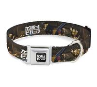 Crunchyroll Pet Collar, Dog Collar Metal Seatbelt Buckle, Cowboy Bebop Jet Black and Crew Bonsai Tree Scene and Logo, 20 to 31 Inches 1.5 Inch Wide