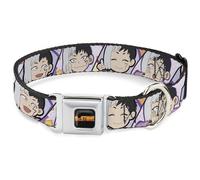 Crunchyroll Pet Collar, Dog Collar Metal Seatbelt Buckle, Dr Stone Chibi Gen Asagiri Expression Blocks, 9.5 to 13 Inches 1.0 Inch Wide