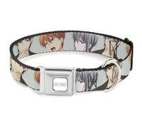 Crunchyroll Pet Collar, Dog Collar Metal Seatbelt Buckle, Fruits Basket Kyo Yuki Shigure Group Faces Mint Green, 16 to 23 Inches 1.5 Inch Wide