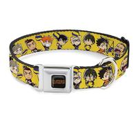 Crunchyroll Pet Collar, Dog Collar Metal Seatbelt Buckle, Haikyu Chibi Volleyball Player Warm Up Pose Yellow, 16 to 23 Inches 1.5 Inch Wide