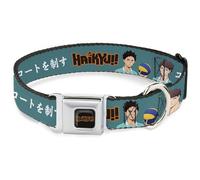 Crunchyroll Pet Collar, Dog Collar Metal Seatbelt Buckle, Haikyu Iwaizumi and Oikawa Control The Court and Logo Blue, 9.5 to 13 Inches 1.0 Inch Wide