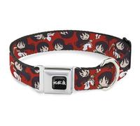 Crunchyroll Pet Collar, Dog Collar Metal Seatbelt Buckle, Hells Paradise Chibi Aza Toma Sword Poses Scattered Red, 13 to 17 Inches 1.5 Inch Wide