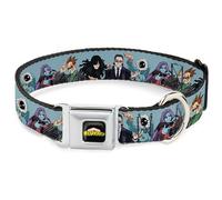 Crunchyroll Pet Collar, Dog Collar Metal Seatbelt Buckle, My Hero Academia Five Meta Liberation Army Villains Blue, 20 to 31 Inches 1.5 Inch Wide