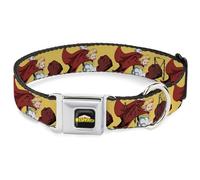 Crunchyroll Pet Collar, Dog Collar Metal Seatbelt Buckle, My Hero Academia Mirio Togata Upper Cut Pose Yellow, 13 to 17 Inches 1.5 Inch Wide