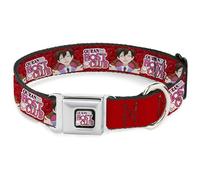 Crunchyroll Pet Collar, Dog Collar Metal Seatbelt Buckle, Ouran Host Club Haruhi Smiling Pose with Roses and Logo Reds, 9.5 to 13 Inches 1.0 Inch Wide