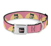 Crunchyroll Pet Collar, Dog Collar Metal Seatbelt Buckle, The Apothecary Diaries Chibi Maomao Cat Pose Pink Yellow, 11 to 16.5 Inches 1.0 Inch Wide