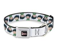 Crunchyroll Pet Collar, Dog Collar Metal Seatbelt Buckle, The Apothecary Diaries Chibi Maomao Expressions Flip White, 9.5 to 13 Inches 1.0 Inch Wide