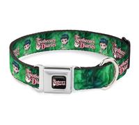 Crunchyroll Pet Collar, Dog Collar Metal Seatbelt Buckle, The Apothecary Diaries Maomao Grinding Pose and Logo Greens, 9.5 to 13 Inches 1.0 Inch Wide