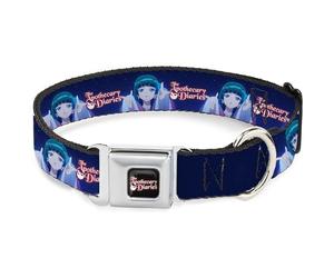 Crunchyroll Pet Collar, Dog Collar Metal Seatbelt Buckle, The Apothecary Diaries Maomao Hands Out Pose and Logo Purples, 9.5 to 13 Inches 1.0 Inch Wide