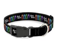 Crunchyroll Pet Collar, Dog Collar Plastic Buckle, Black Butler House Heads Silhouettes and Logo Multi Color, 7 to 8.5 Inches 0.5 Inch Wide