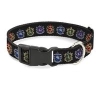 Crunchyroll Pet Collar, Dog Collar Plastic Buckle, Black Butler Public School Arc House Crest Icons Black, 9.5 to 14.5 Inches 0.5 Inch Wide