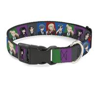 Crunchyroll Pet Collar, Dog Collar Plastic Buckle, Black Butler Six Character Pose Blocks Multi Color, 7 to 8.5 Inches 0.5 Inch Wide