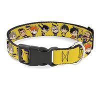 Crunchyroll Pet Collar, Dog Collar Plastic Buckle, Haikyu Chibi Volleyball Player Warm Up Pose Yellow, 20 to 31 Inches 1.5 Inch Wide