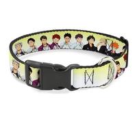 Crunchyroll Pet Collar, Dog Collar Plastic Buckle, Haikyu Six Volleyball Team Player Pairs Line Up Yellows, 13 to 17 Inches 1.5 Inch Wide