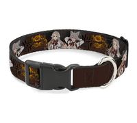Crunchyroll Pet Collar, Dog Collar Plastic Buckle, Mushoku Tensei Pursena and Minitona Pose and Title Logo Brown, 9.5 to 14.5 Inches 0.5 Inch Wide