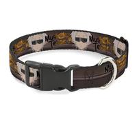 Crunchyroll Pet Collar, Dog Collar Plastic Buckle, Mushoku Tensei Sylphiette Fitz Guard Pose and Logo Browns, 7 to 8.5 Inches 0.5 Inch Wide