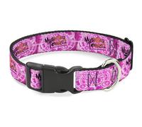 Crunchyroll Pet Collar, Dog Collar Plastic Buckle, Mushoku Tensei Title Logo Pinks, 20 to 31 Inches 1.5 Inch Wide